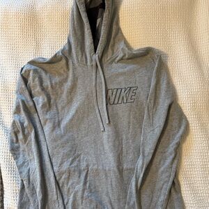 Gray Hooded Nike Long Sleeve Men's Shirt Size L